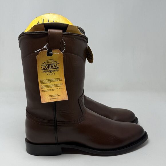 Corral A4068 Cowboy Roper Boots Mens 10 D Brown Cow Leather Mid Calf Western - Picture 3 of 15